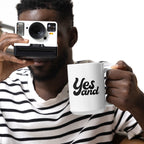 YES AND Mug Script White