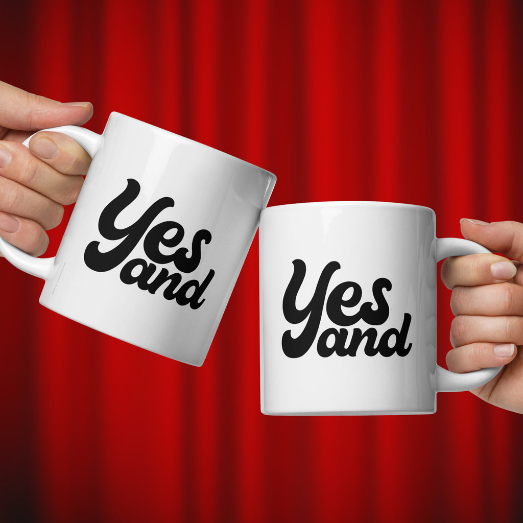 YES AND Mug Script White